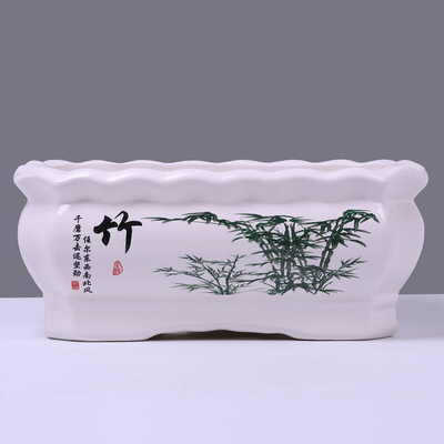 陶瓷花盆中国风带托盘盆栽绿植