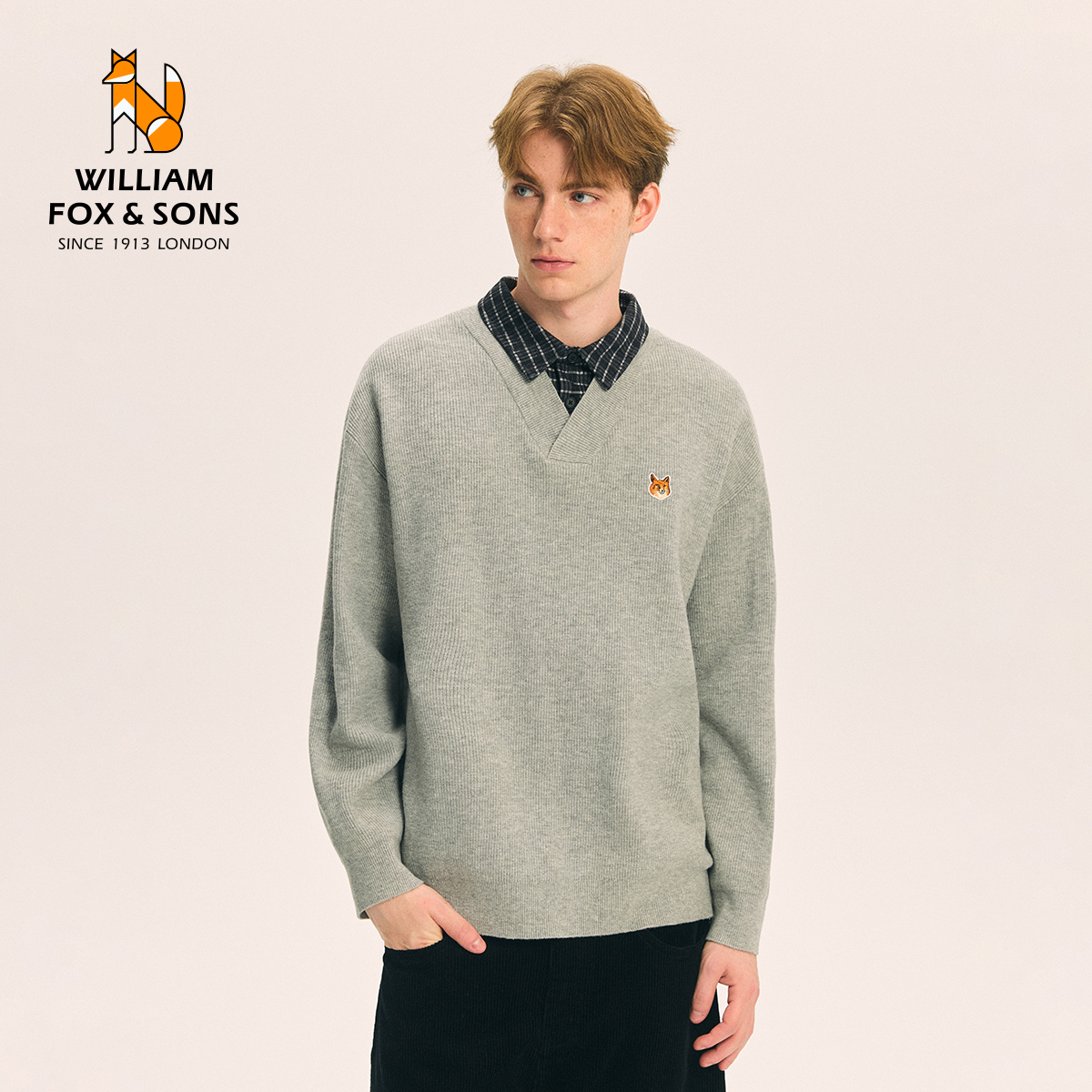 英国小狐狸假两件针织衫