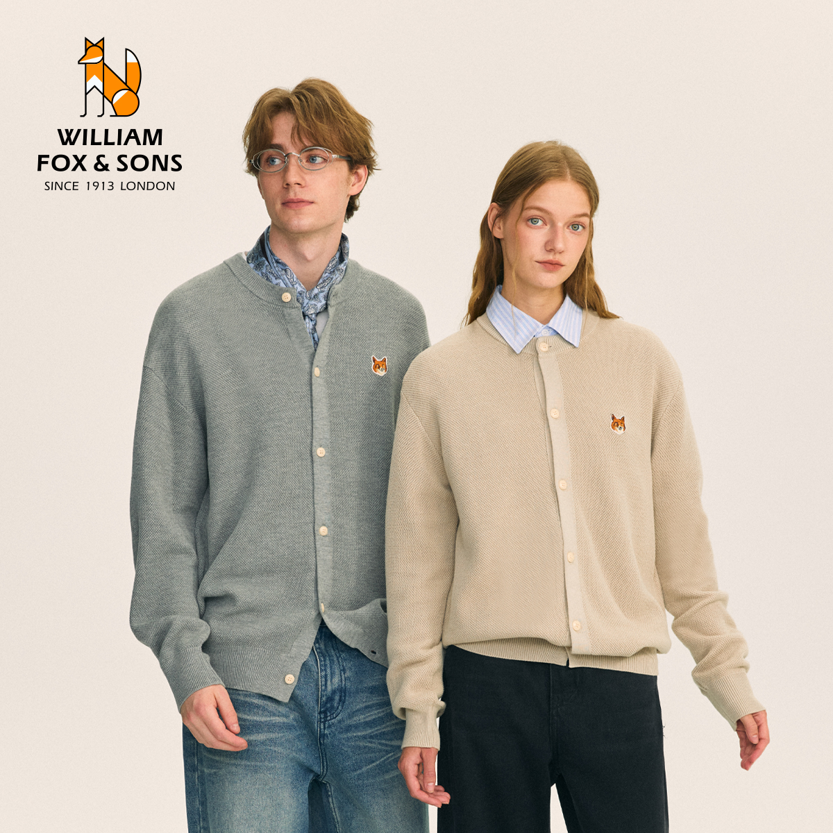 英国小狐狸通勤宽松复古针织开衫