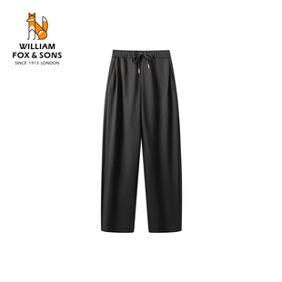 男款 斜纹保暖长绒立体收褶抽绳宽松休闲直筒裤 冬季 威廉福克斯男装