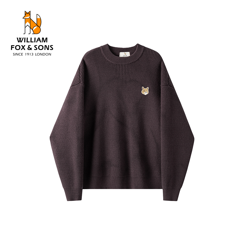 英国小狐狸圆领宽松街头针织衫