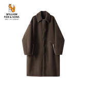 专区3件75折 英国小狐狸仿羊羔绒PU皮毛一体拼接单排扣大衣