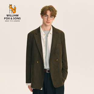 通勤休闲西装 复古仿麂皮抗皱西服男士 外套 新款 英国小狐狸2025秋季