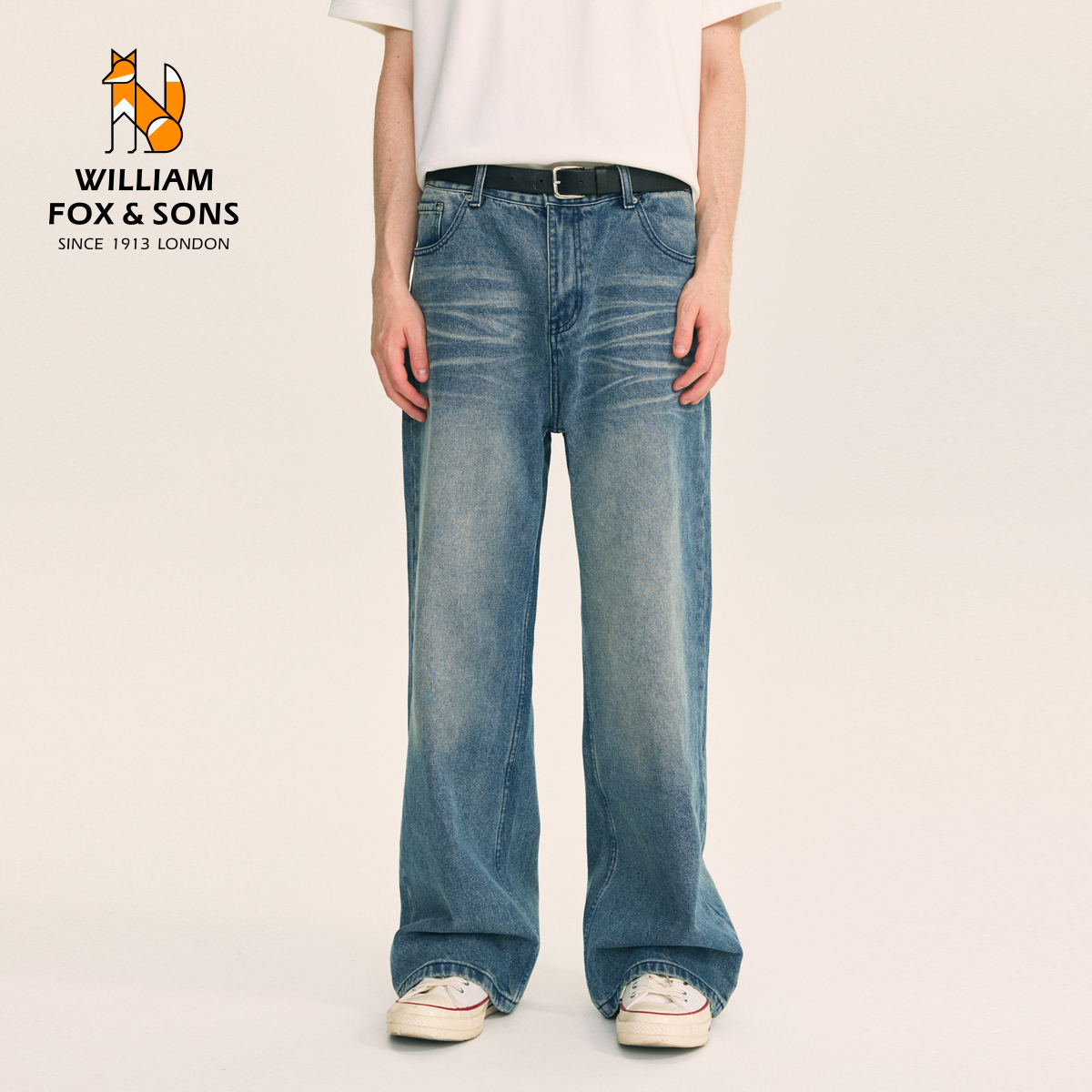 英国小狐狸莱赛尔混纺直筒牛仔裤