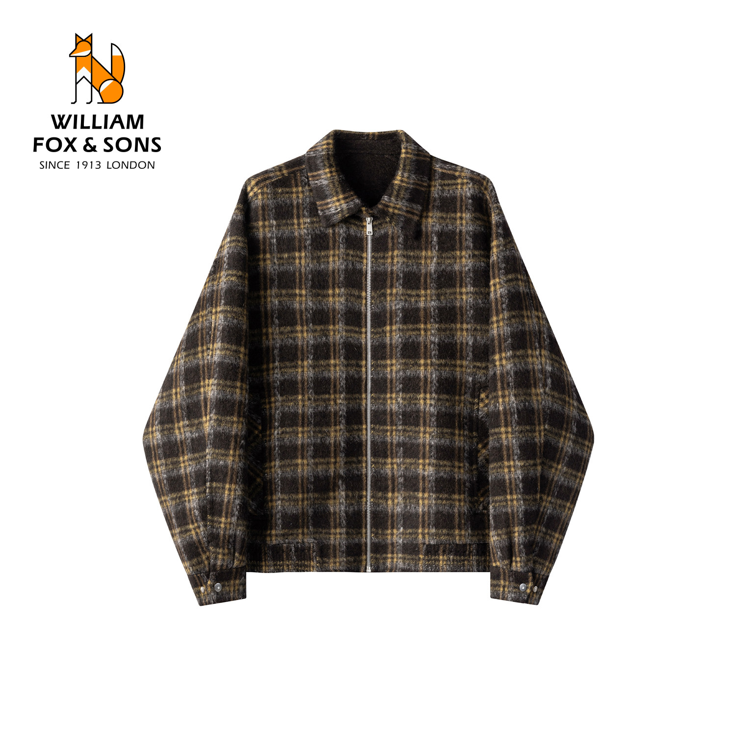【10.20新品5折】格纹毛呢夹克男翻领外套美式复古宽松工装上衣女