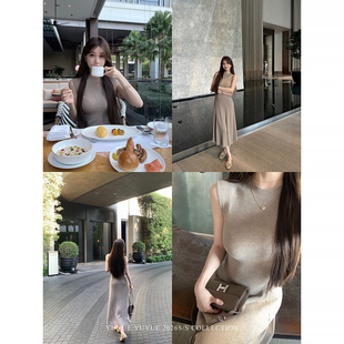 3.26 半高领无袖 愉悦喻悦 针织连衣裙女春夏包臀长裙 NEW