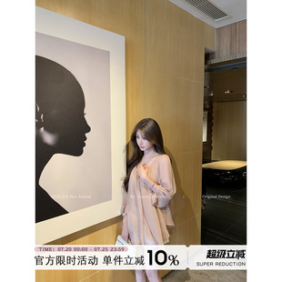 Yuyueer 粉色V领荷叶边灯笼袖雪纺衫女夏季气质宽松休闲薄款上衣