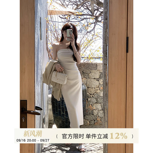 愉悦收腰抹胸连衣裙吊带包臀裙
