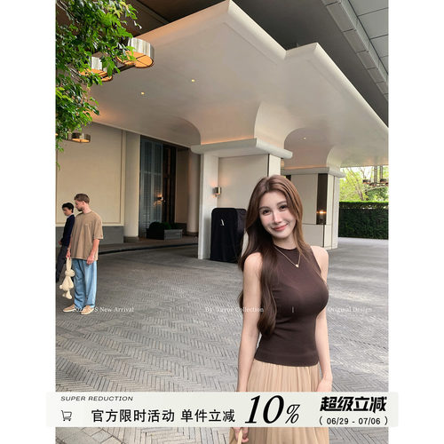 夏日圆领贴身无袖背心女夏季