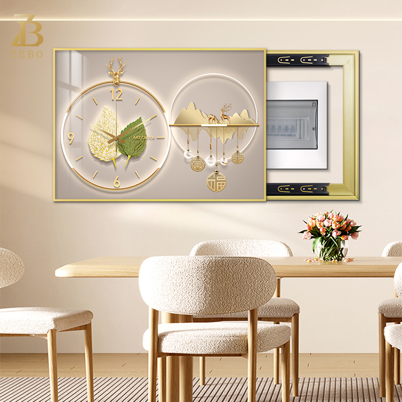 免打孔电表箱装饰画配电箱遮挡强弱电源总开关电闸盒轻奢时钟挂画