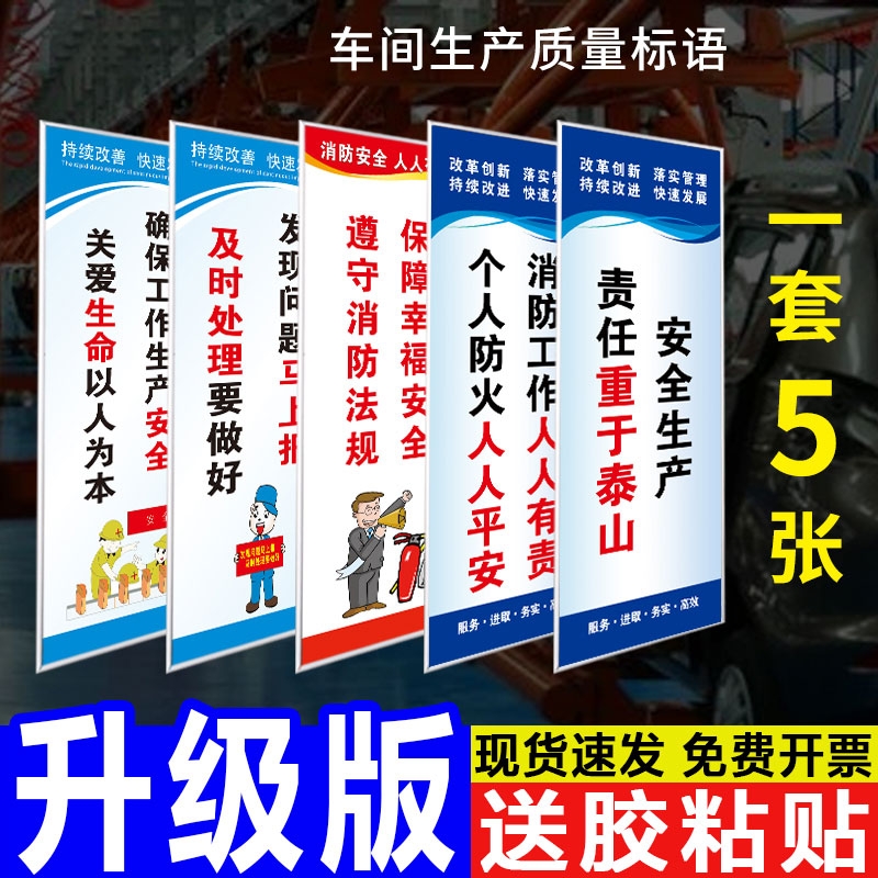 车间标识牌安全生产质量管理标语kt板警示贴纸仓库工厂区域上墙贴文明公司消防企业化宣传规章制度牌