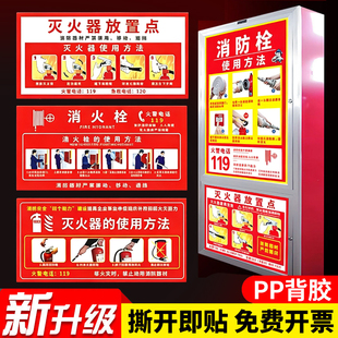 灭火器放置点标牌消防栓消火栓使用方法说明工地安全制度标签灭火器箱贴纸消防器材警示标识定做指示标志定制