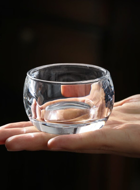 2024新款天然水晶茶杯高档玻璃主人杯扳指杯透明功夫茶杯品茗杯