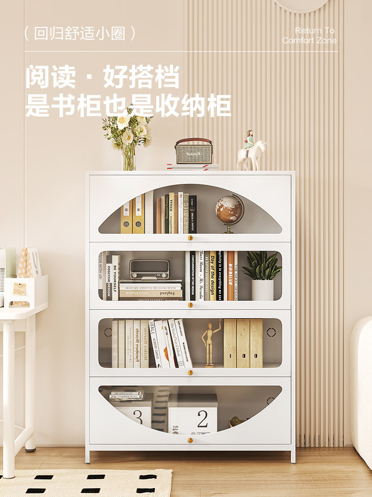 儿童书柜收纳柜一体化家用落地低柜钢制防尘书柜展示柜新款