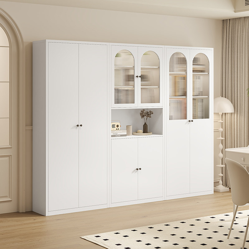 钢制书柜客厅收纳柜家用一体落地靠墙带柜门铁艺皮置物柜玻璃书架,住宅家具,单个书柜,淘宝优惠券,粉丝福利购,淘宝优惠卷