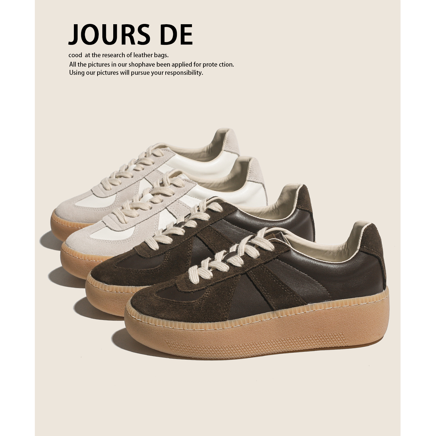 牛皮复古厚底德训鞋女2025新款百搭真皮休闲运动平底阿甘鞋板鞋子