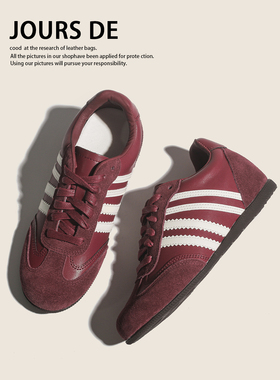 牛皮内增高复古安哥拉红德训鞋女2026新款真皮百搭阿甘休闲运动鞋