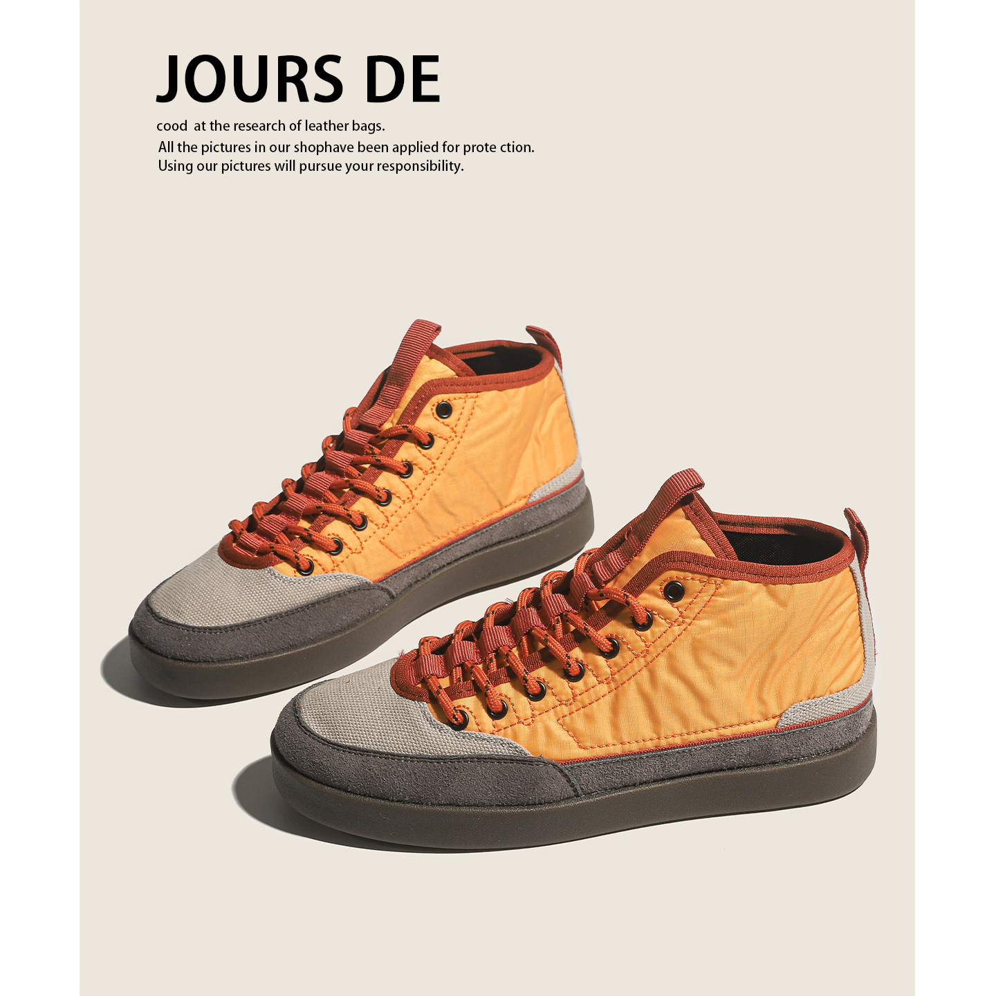 真皮时尚中高帮橙色学生德训鞋女2026春季新款百搭户外休闲帆布鞋,女鞋,德训鞋,淘宝优惠券,粉丝福利购,淘宝优惠卷