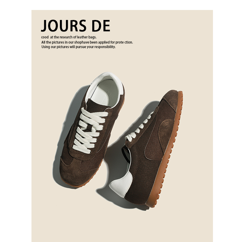 牛皮复古平底百搭德训鞋女2025冬季新款真皮休闲运动板鞋阿甘鞋子