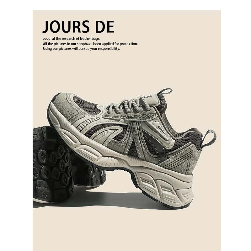 牛皮版~厚底老爹鞋女2025新款复古增高小个子百搭休闲跑步运动鞋