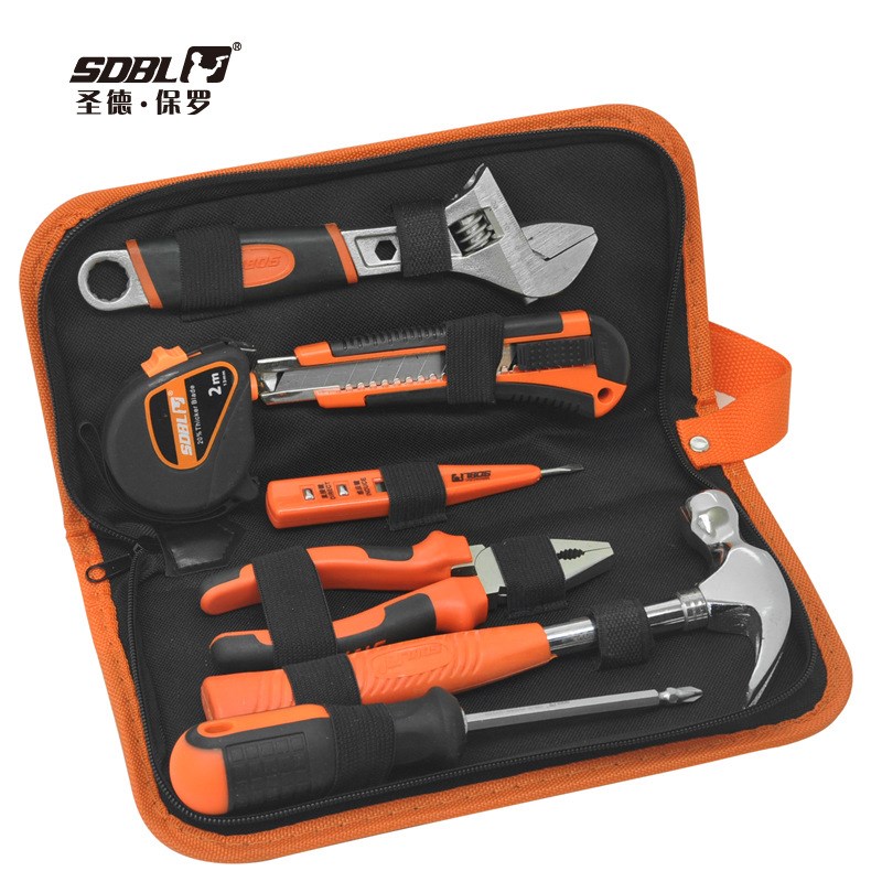 工具箱工具套装 8件套五金工具组合含螺丝刀卷尺SD-1878