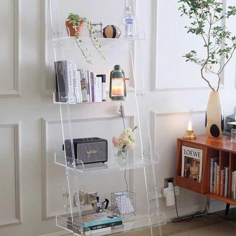 亚克力多层收纳柜杂志客厅落地透明陈列零食置物展示书架创意花架