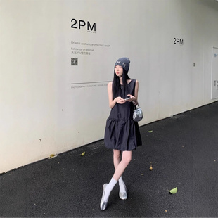 法式白色背心连衣裙女夏季小个子可爱蓬蓬花苞裙短款无袖初恋裙子