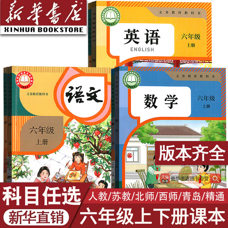 【新华书店】使用小学6六年级上册全套课本六年级上册下册语文数学英语书课本书人教版部编版6上下课本教材全套北师译林苏教外研版