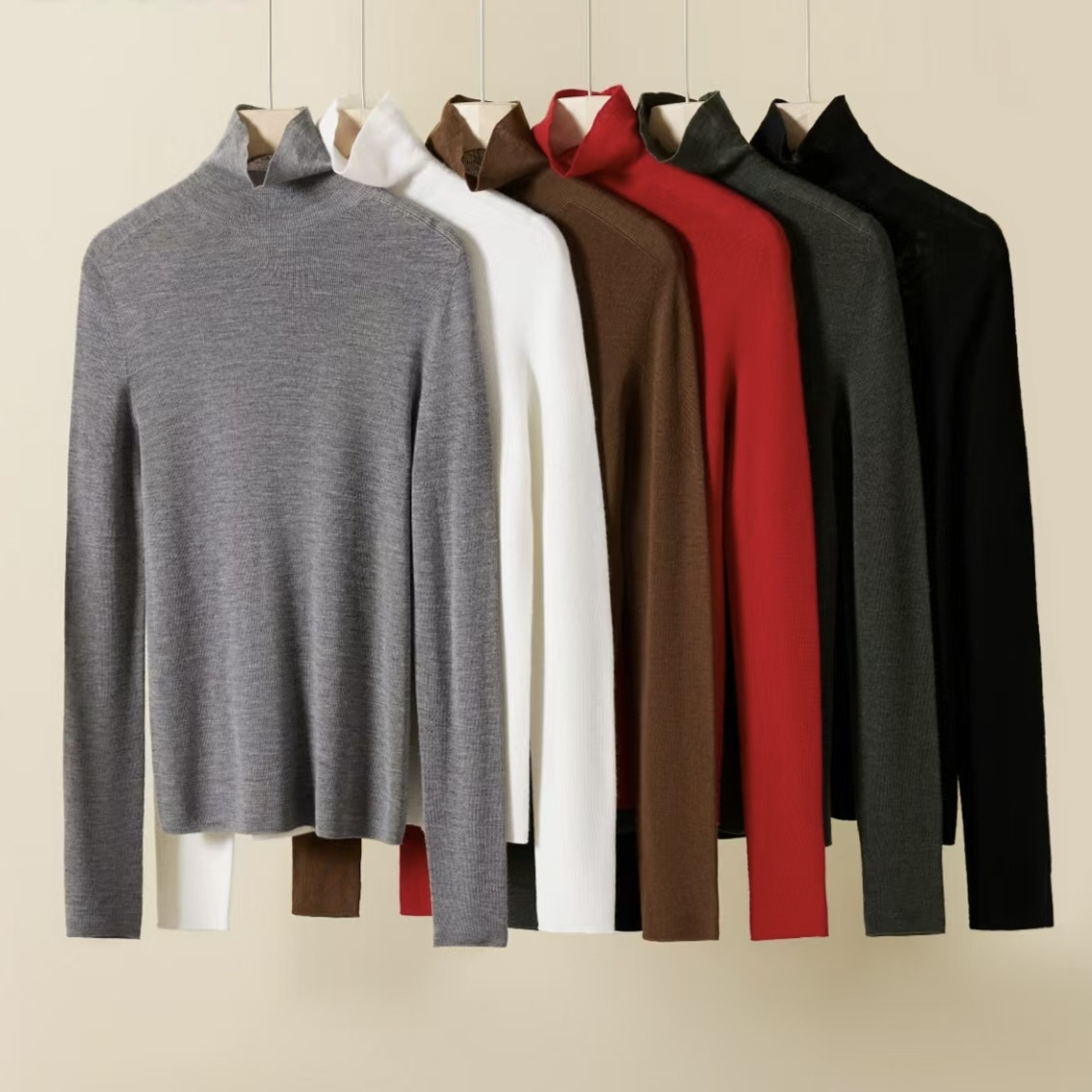 高领[Biella140S精纺南毛扬子纱]澳洲美丽诺羊毛无缝打底5305