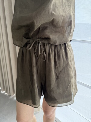 真丝亚麻短裤|72.5亚麻27.5桑蚕丝|老钱极简风61032