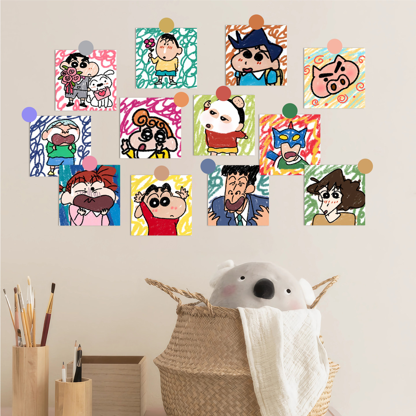 蜡笔小新墙贴卡片海报卡通明信片油画棒照片房间墙面装饰拍照背景,文具电教/文化用品/商务用品,贺卡/明信片,淘宝优惠券,粉丝福利购,淘宝优惠卷