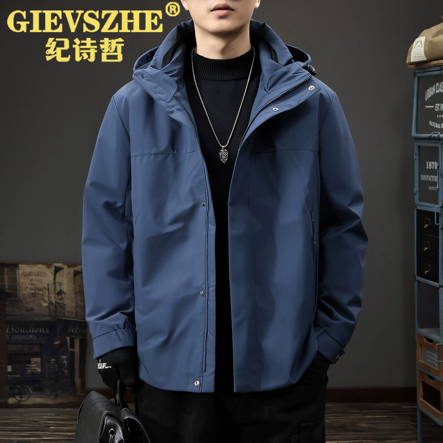 纪诗哲冬季户外连帽加厚鸭绒棉服