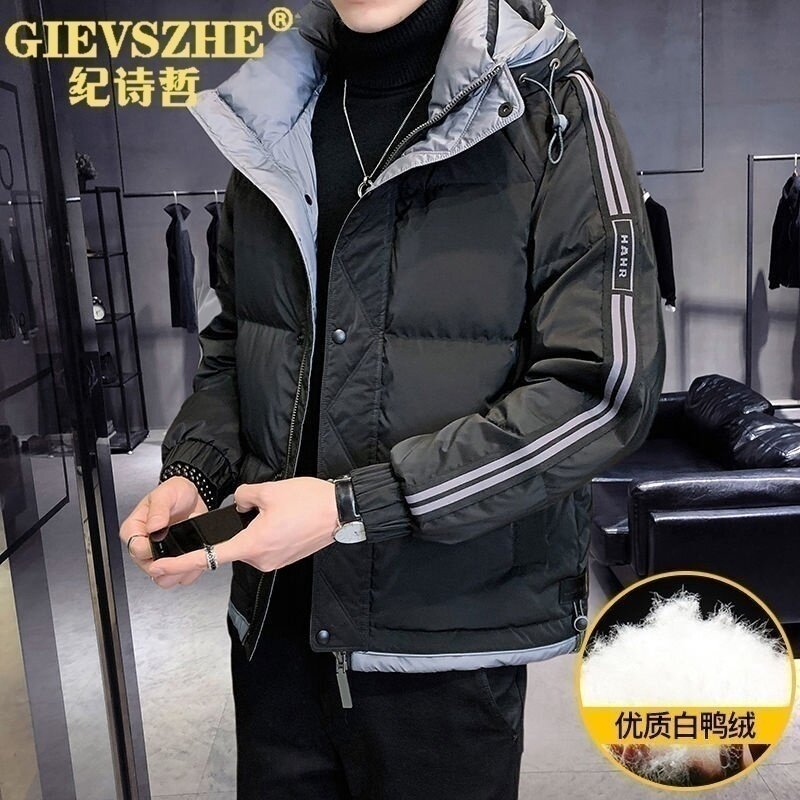 纪诗哲加厚保暖连帽短款外套男