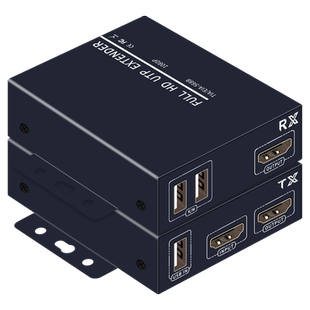 HDMI网络延长器高清4K网线RJ45接口转换器带USB鼠标键盘RJ45传输器KVM音视频延伸放大器电脑监控录像机收发器