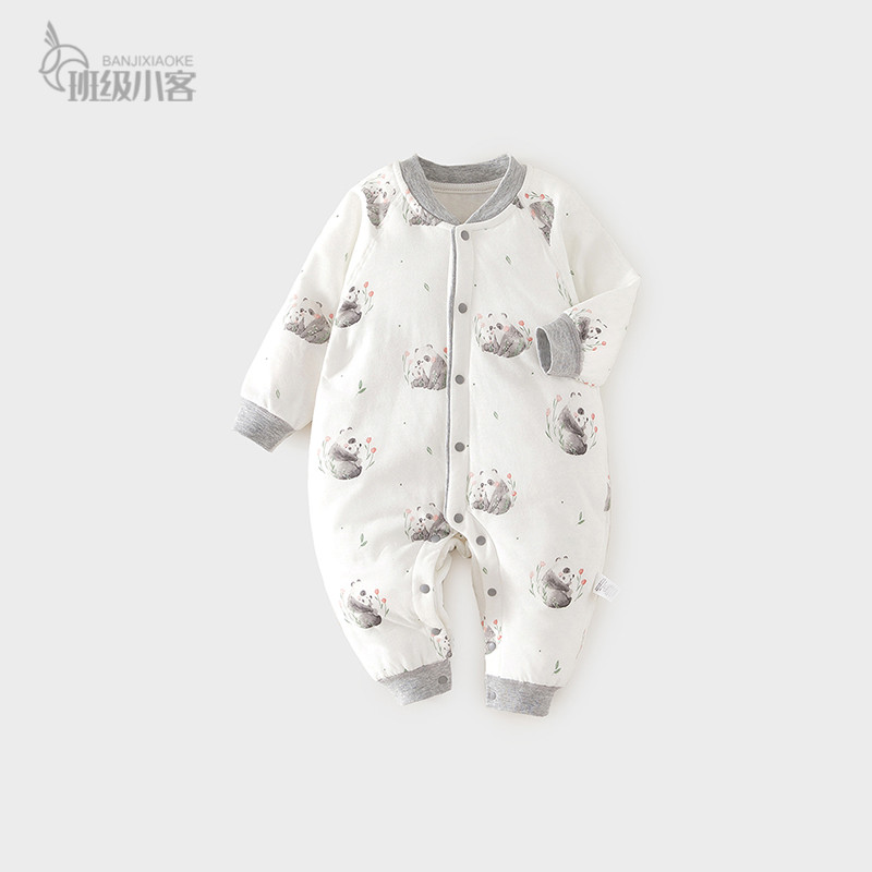 宝宝衣服秋冬季新生婴儿夹棉连体衣40克薄棉哈衣儿童保暖纯棉爬服