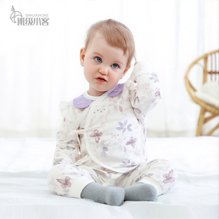 新生儿衣服夏季薄款女宝宝连体衣52码蝴蝶衣婴儿哈衣爬服空调服