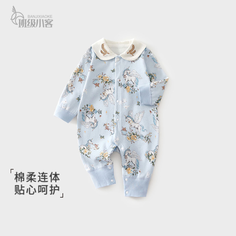 新生婴儿衣服春秋款宝宝连体衣纯棉a类3-6个月婴儿外出哈衣爬服图片