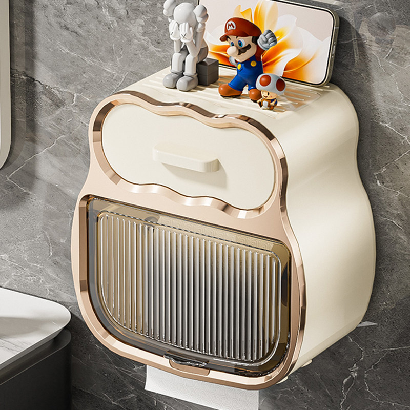 卫生间厕纸盒壁挂式纸巾盒免打孔防水厕所抽纸盒卫生纸卷纸置物架