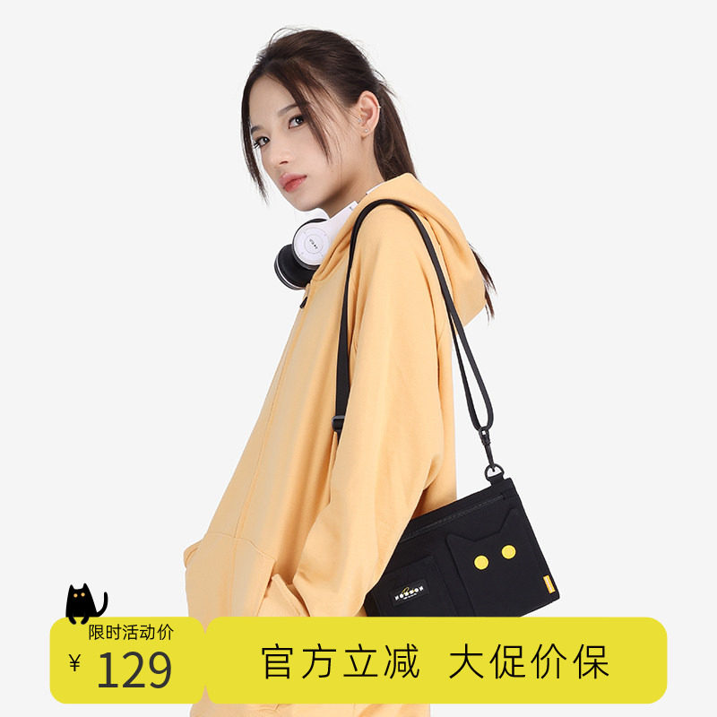 NOXXON超轻轻便黑色猫咪可爱通勤尼龙手机包单肩包包斜挎包小型