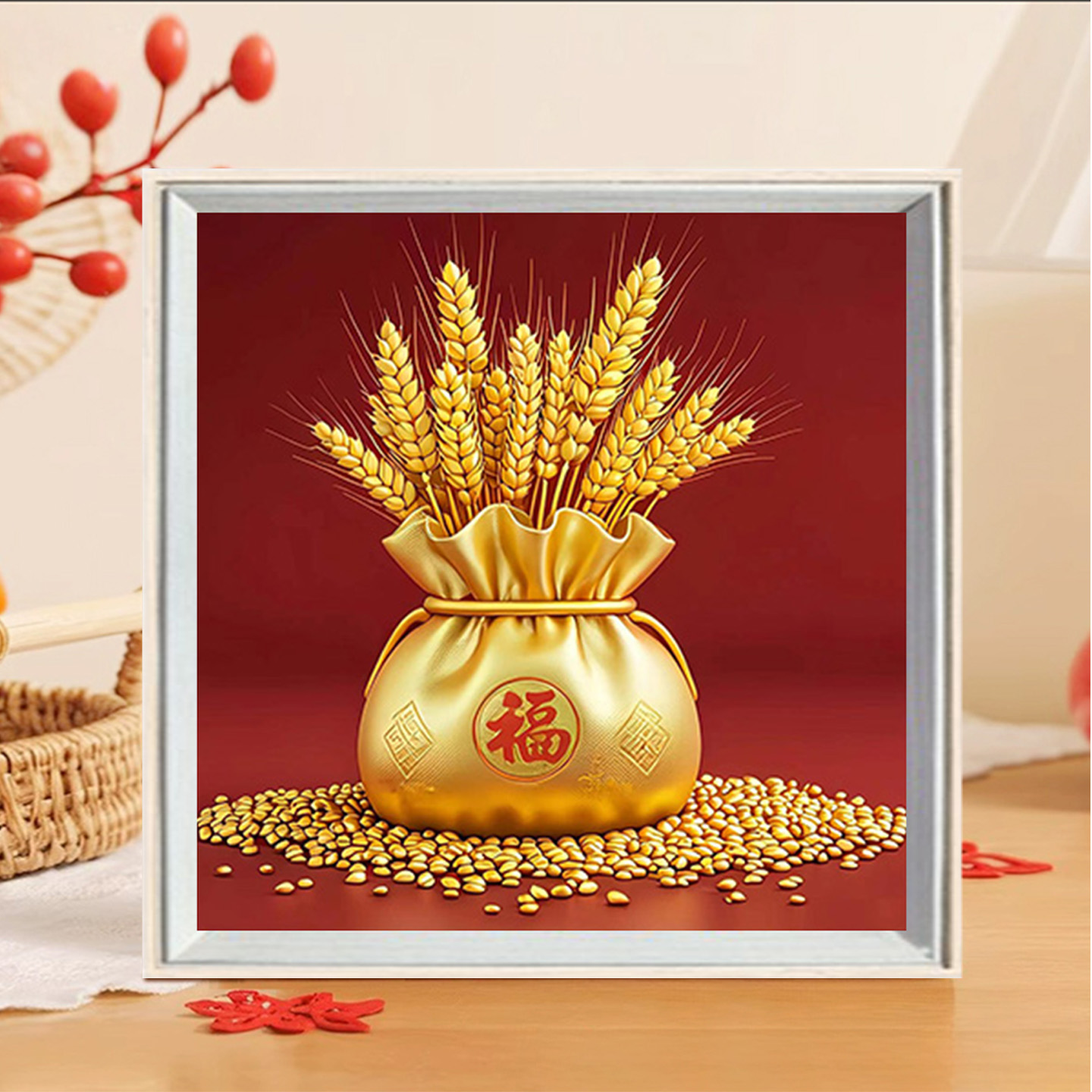 福袋麦穗钻石画满钻新款客厅点贴钻十字绣寓意好的送人礼物钻石绣