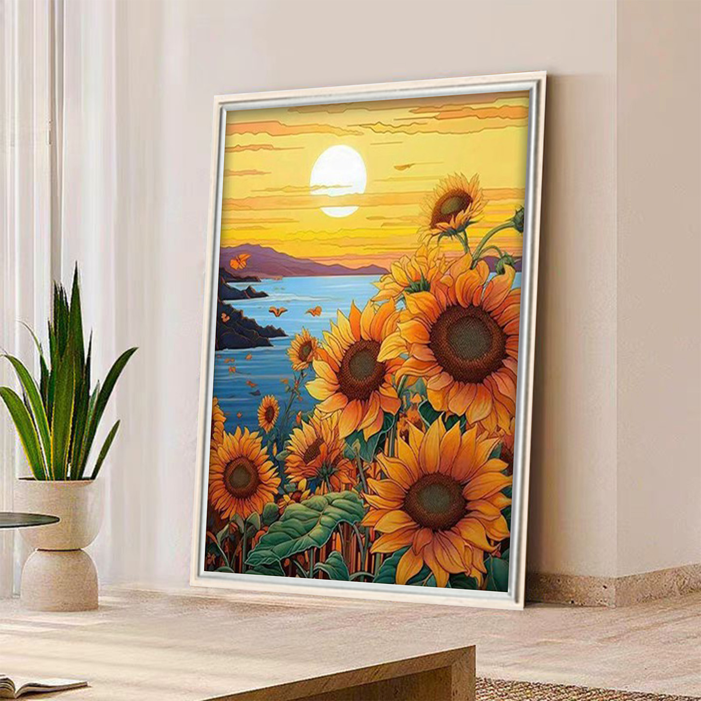 向日葵2026新款钻石画DIY手工制作简约客厅装饰画挂画满钻带框