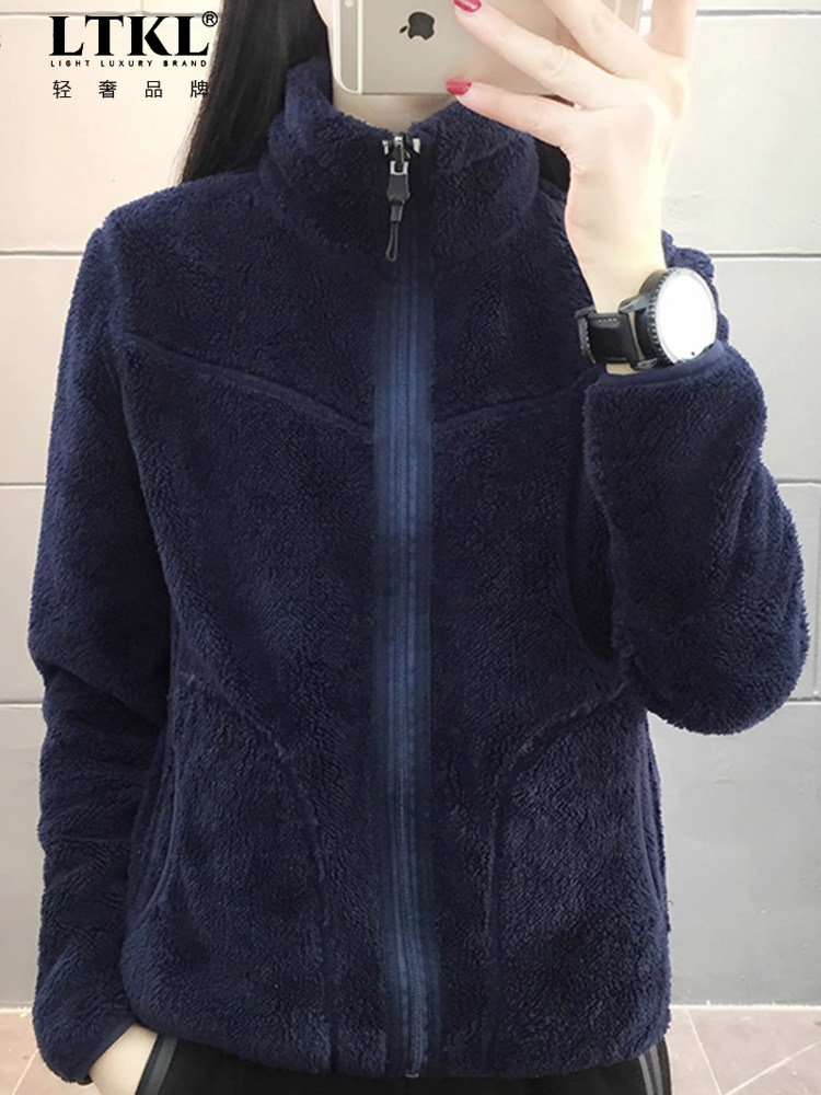 摇粒绒外套女2025春秋防风抓绒衣打底衫户外两面穿摇粒绒内胆卫衣