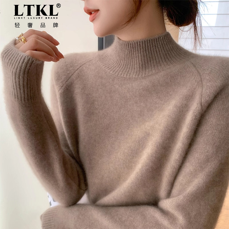 鄂尔多斯市加厚半高领100纯山羊绒衫女插肩袖毛衣秋冬针织打底衫,女装/女士精品,羊绒衫,淘宝优惠券,粉丝福利购,淘宝优惠卷