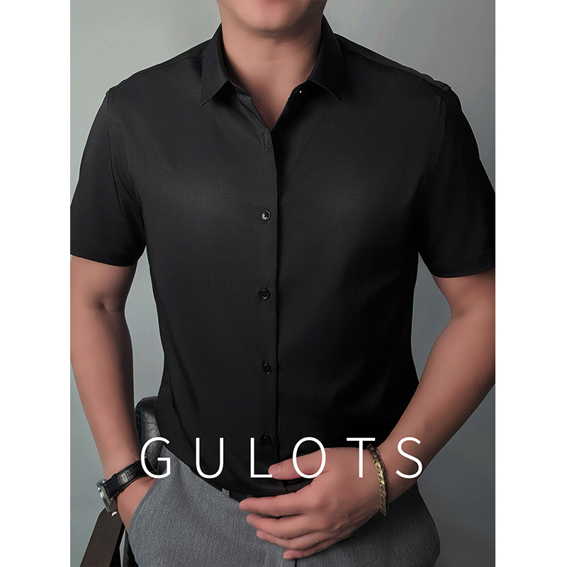 Gulots 夏季衬衫男长袖免烫抗皱商务休闲衬衣正装夏季高级感轻奢