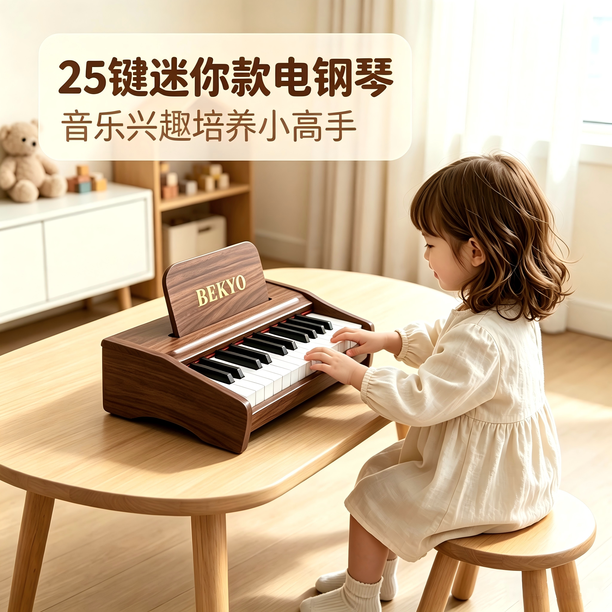 贝可优儿童木质迷你电子琴玩具
