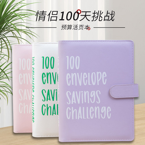 100天Envelopehallenge存钱活页本百天情侣挑战现金规划马卡龙储蓄手账本A5笔记本