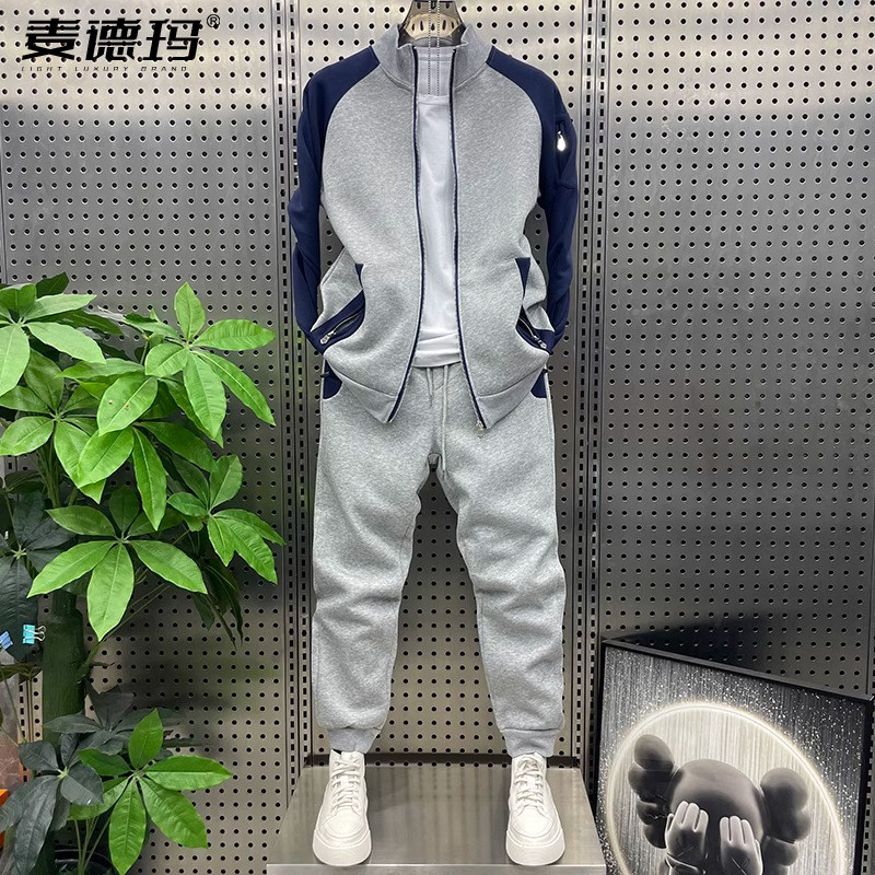 高端开衫卫衣运动休闲套装男士2025新款春秋冬季宽松外套卫裤男款