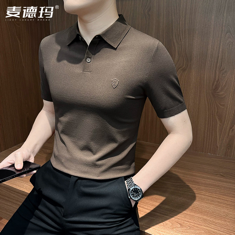 老钱风针织短袖POLO衫男士夏季薄款商务男装衣服2026新款T恤男款