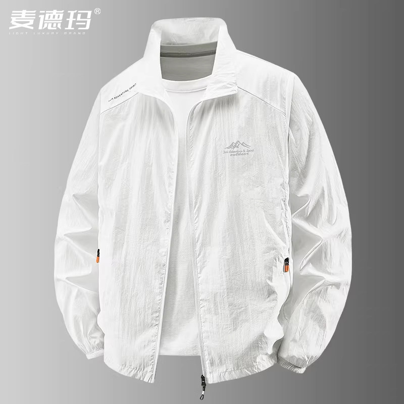 夏季冰丝速干防晒衣薄款登山钓鱼服男装立领户外轻薄休闲防晒外套