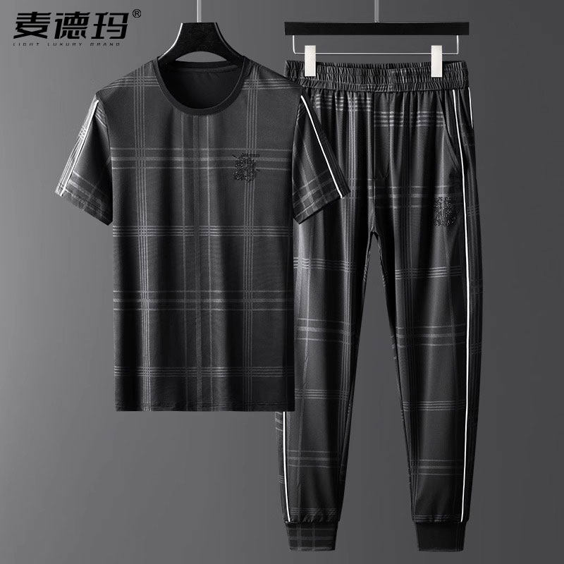 夏季男士高端时尚运动冰丝休闲